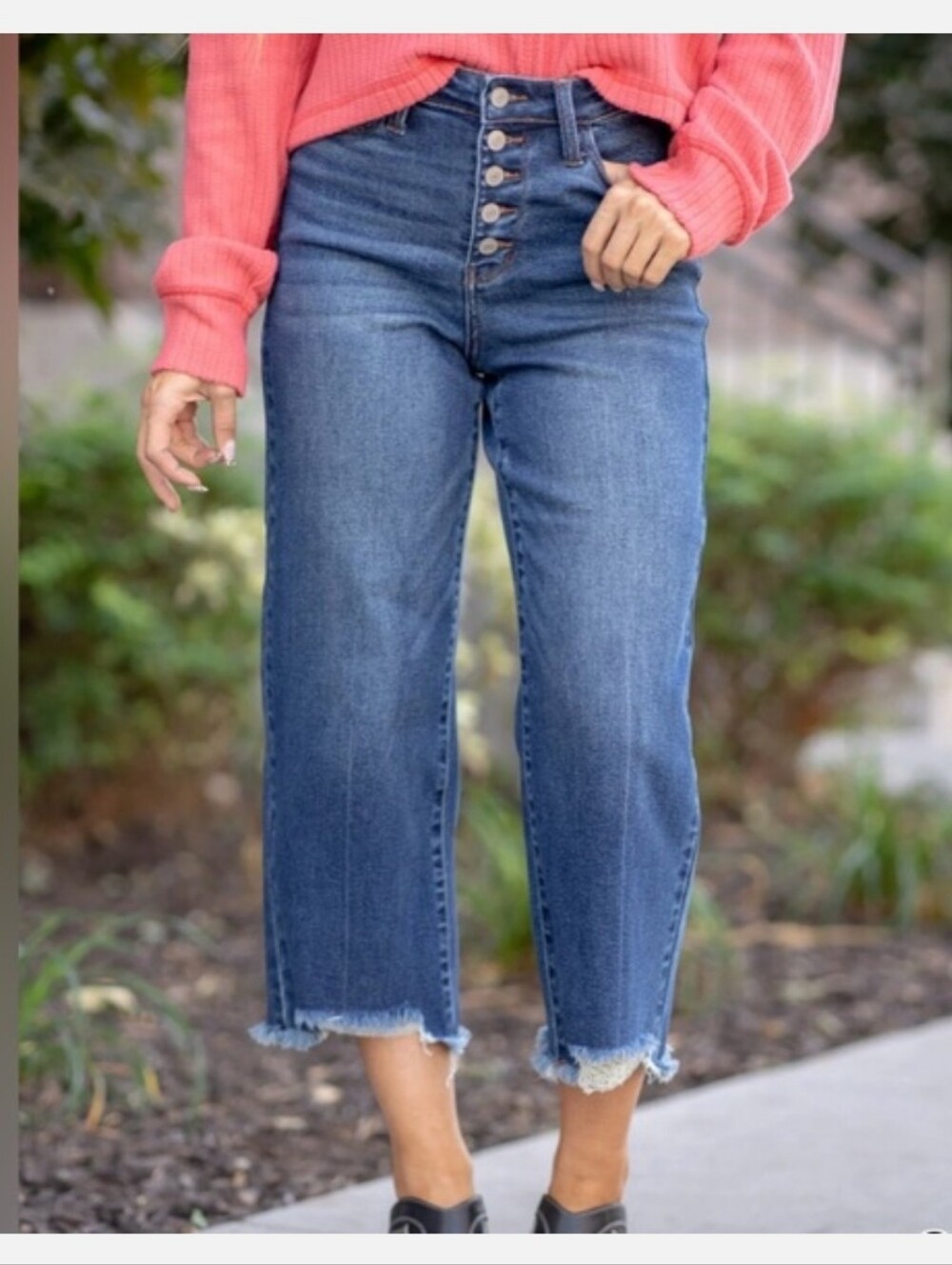 Judy Blue Button Fly Wide Leg Crop Jeans